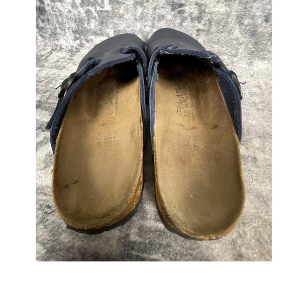 Birkenstock Womens 38 Boston Oiled Leather Clogs Solid Elemental Blue Comfort - Picture 6 of 13
